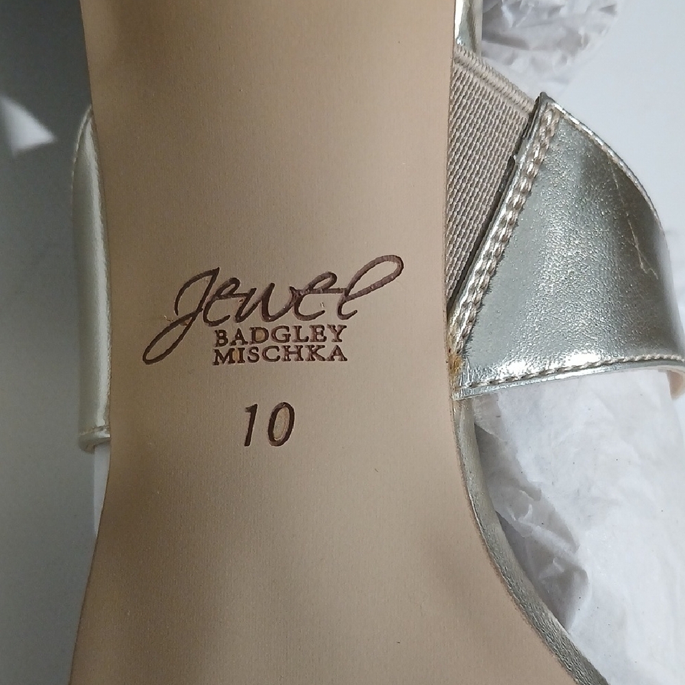 Jewel Badgley Mischka Mica Gold Jeweled Heels Size 10 NEW & Box - Picture 11 of 12